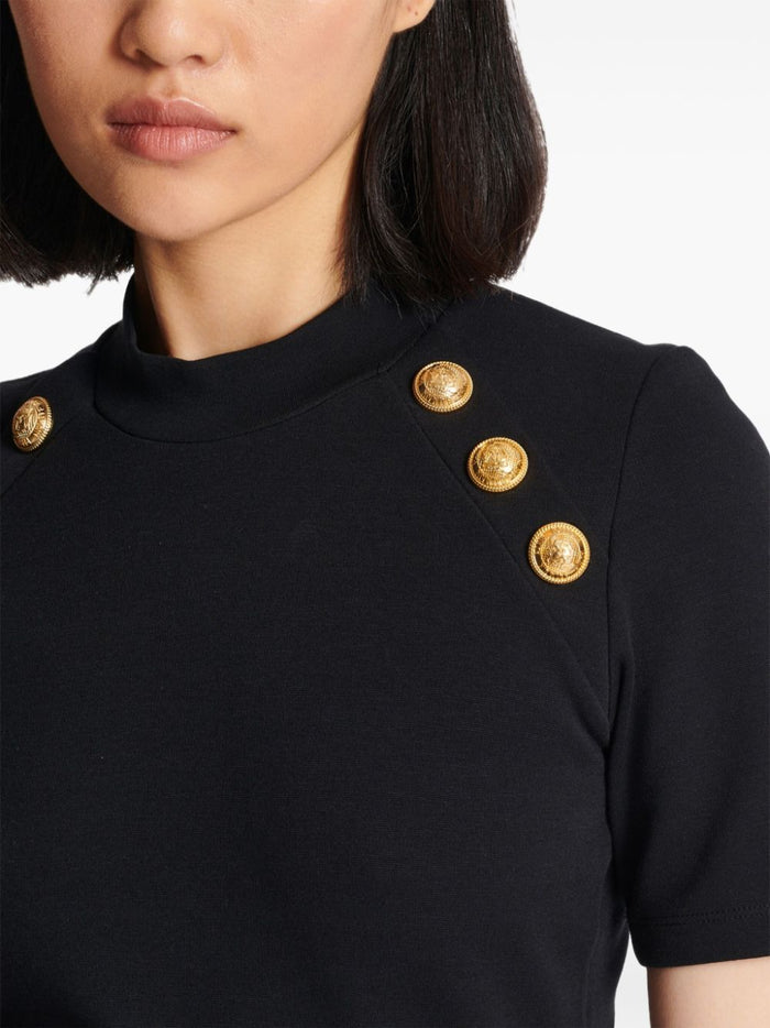 Balmain T-Shirts And Polos Black Polyamide Cotton Elastane
