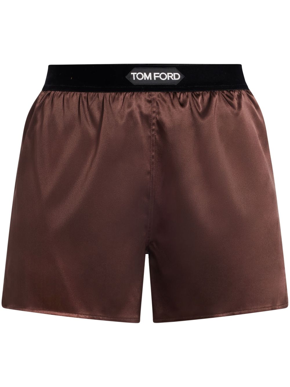 Tom Ford Shorts Marrone Scuro Silk Elastane