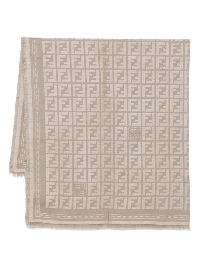 Fendi Scarfs Dove Grey Wool Cotton Silk