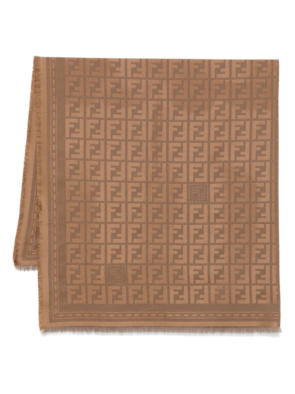 Fendi Scarfs Camel Wool Cotton Silk