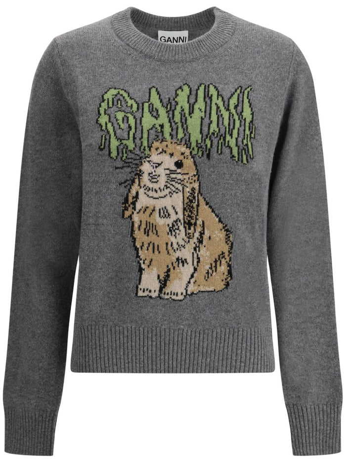 Ganni Sweaters Grey Wool