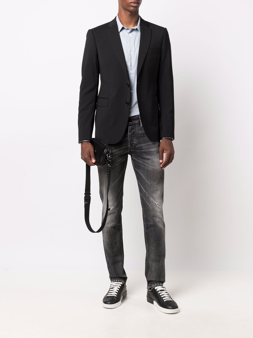 Emporio Armani Shirts Azzurro Cotton Polyamide Elastane