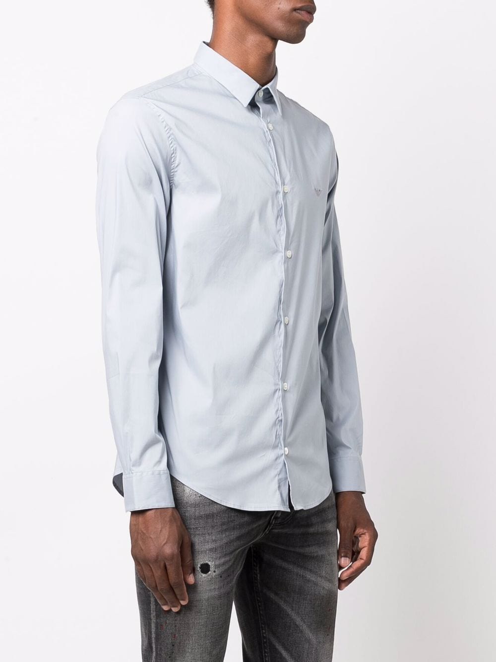 Emporio Armani Shirts Azzurro Cotton Polyamide Elastane