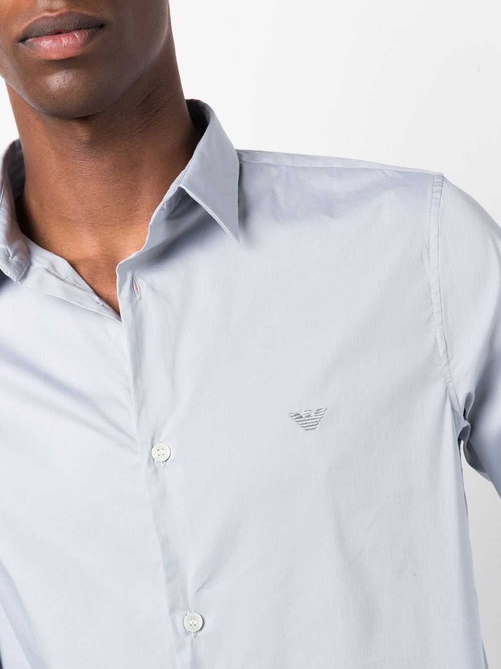 Emporio Armani Shirts Azzurro Cotton Polyamide Elastane