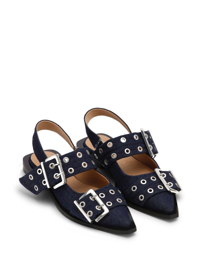GANNI Flat shoes Blue Cotton