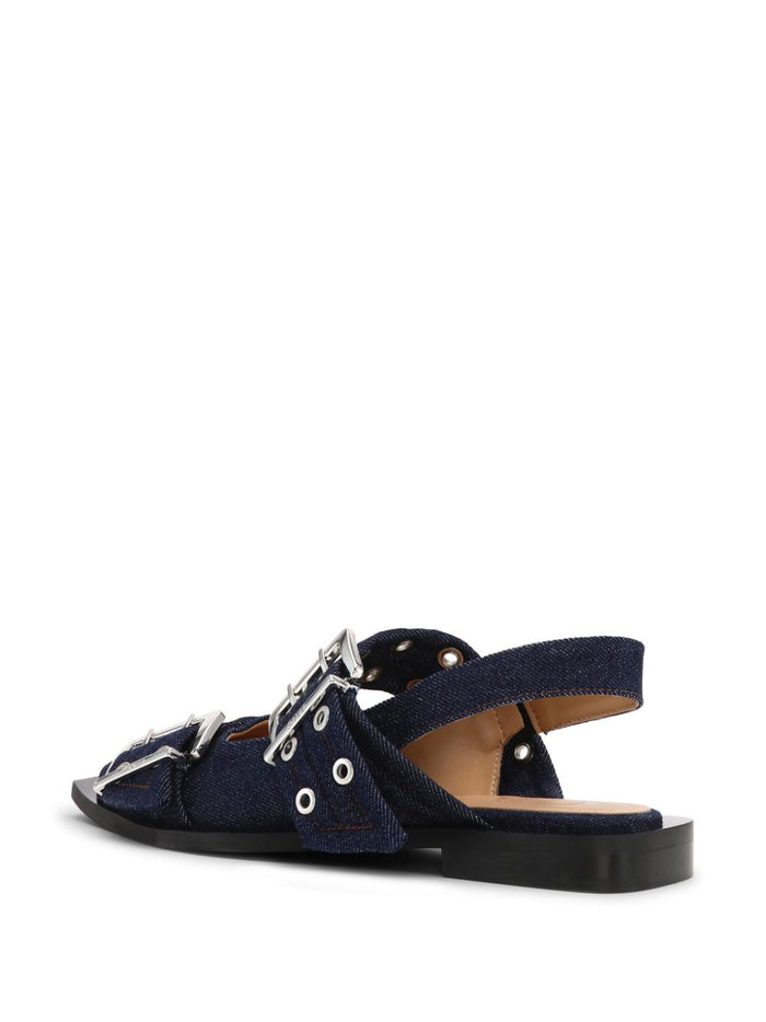 GANNI Flat shoes Blue Cotton
