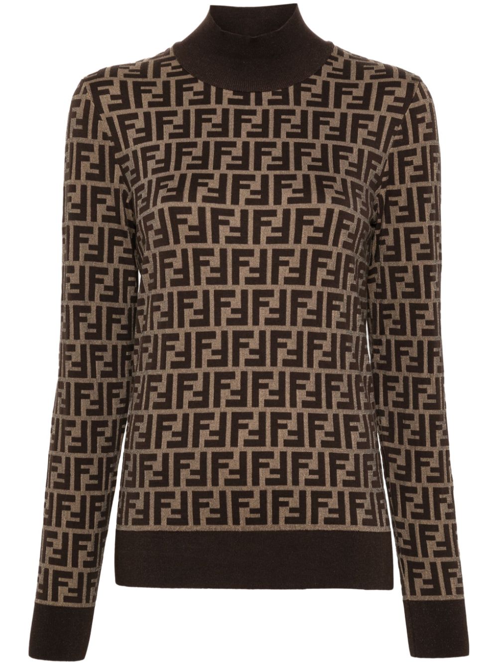 Fendi Sweaters Brown Cotton Polyamide Elastane