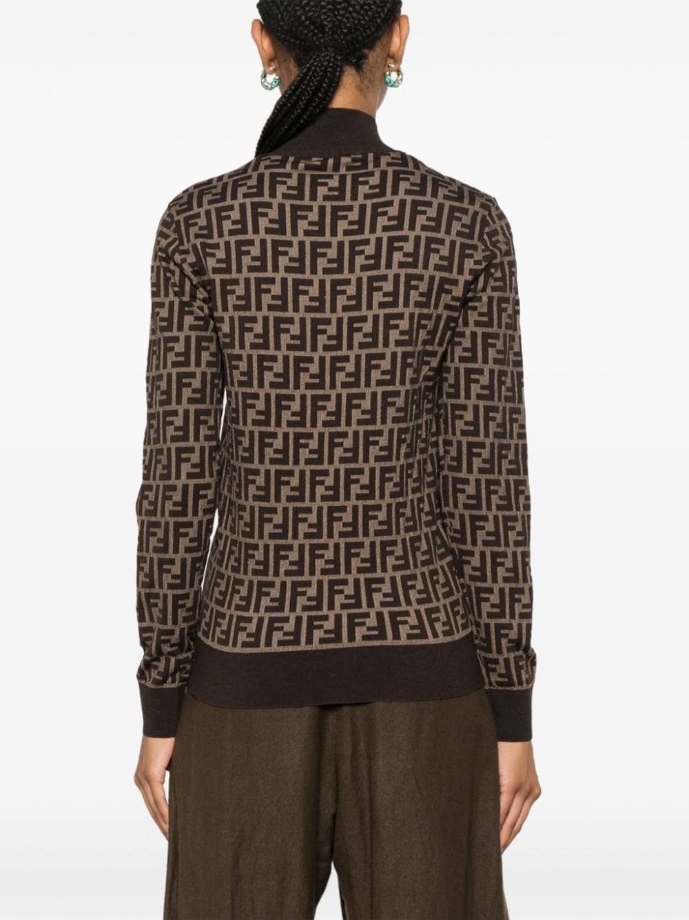 Fendi Sweaters Brown Cotton Polyamide Elastane