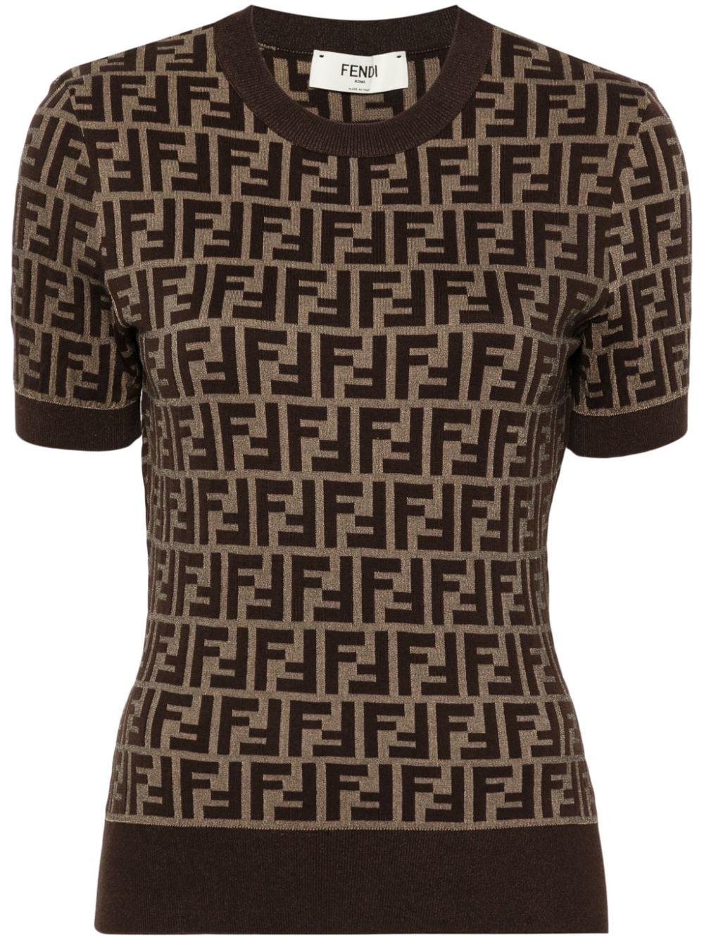 Fendi Sweaters Brown Cotton Polyamide Elastane