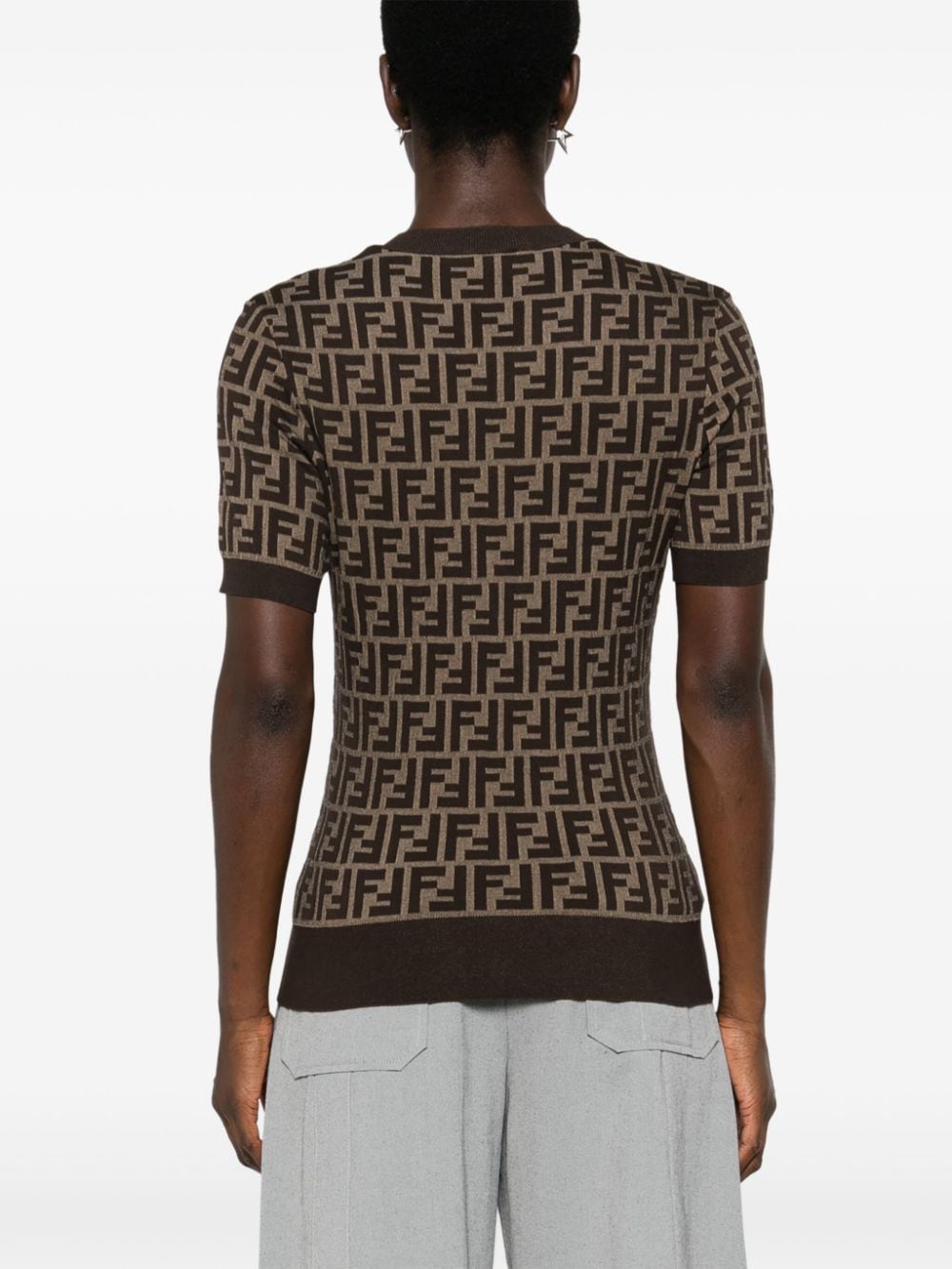 Fendi Sweaters Brown Cotton Polyamide Elastane