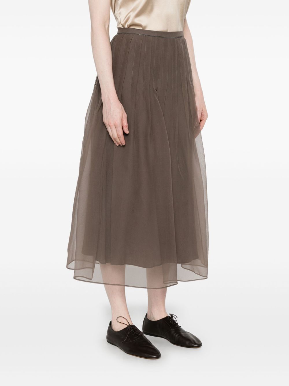 Brunello Cucinelli Skirts Marrone Silk