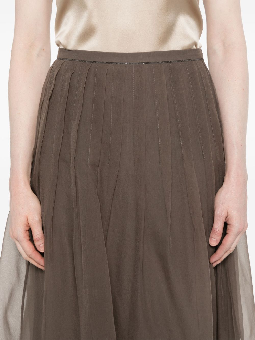 Brunello Cucinelli Skirts Marrone Silk