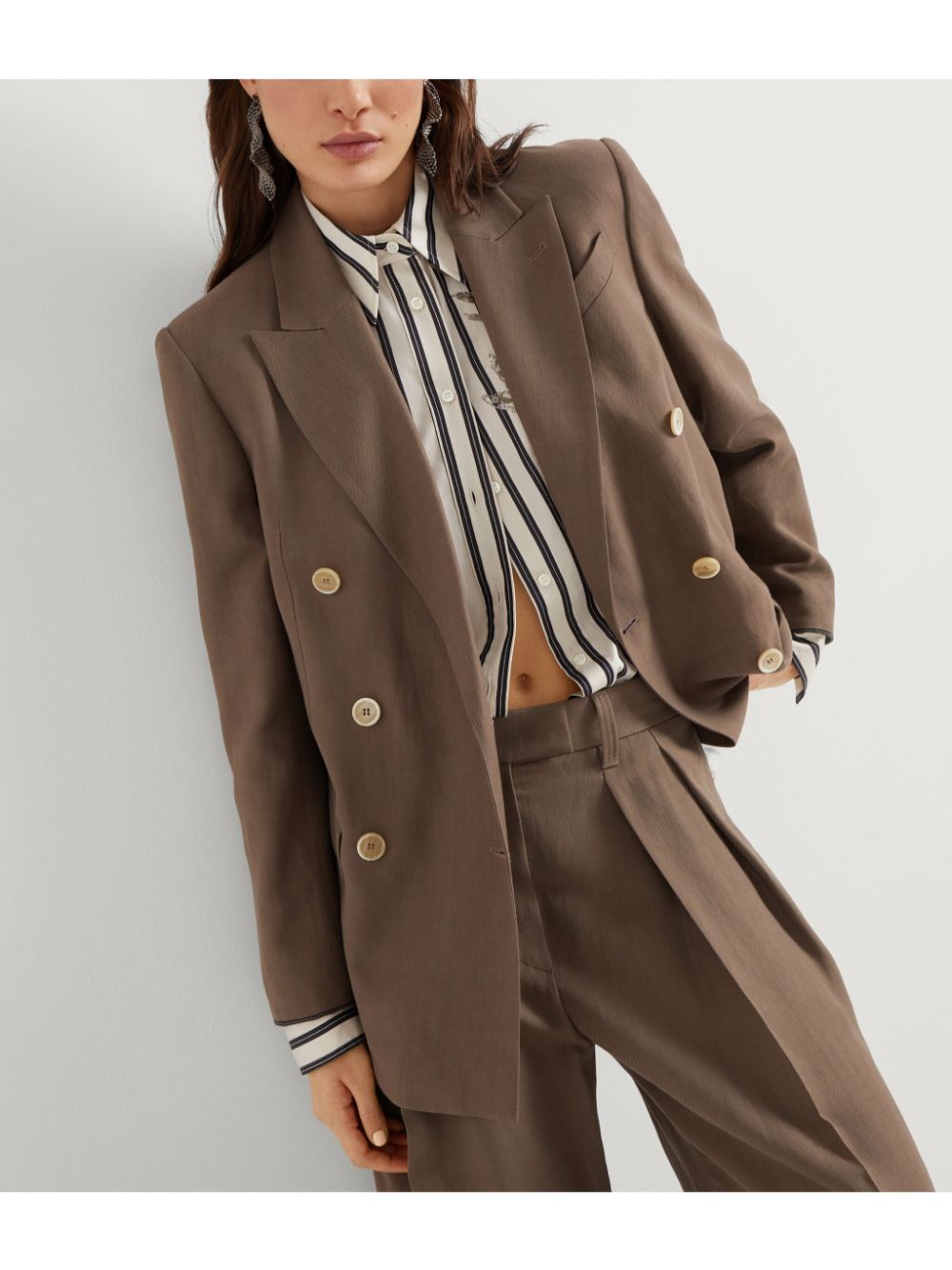 Brunello Cucinelli Jackets Marrone Viscose Linen