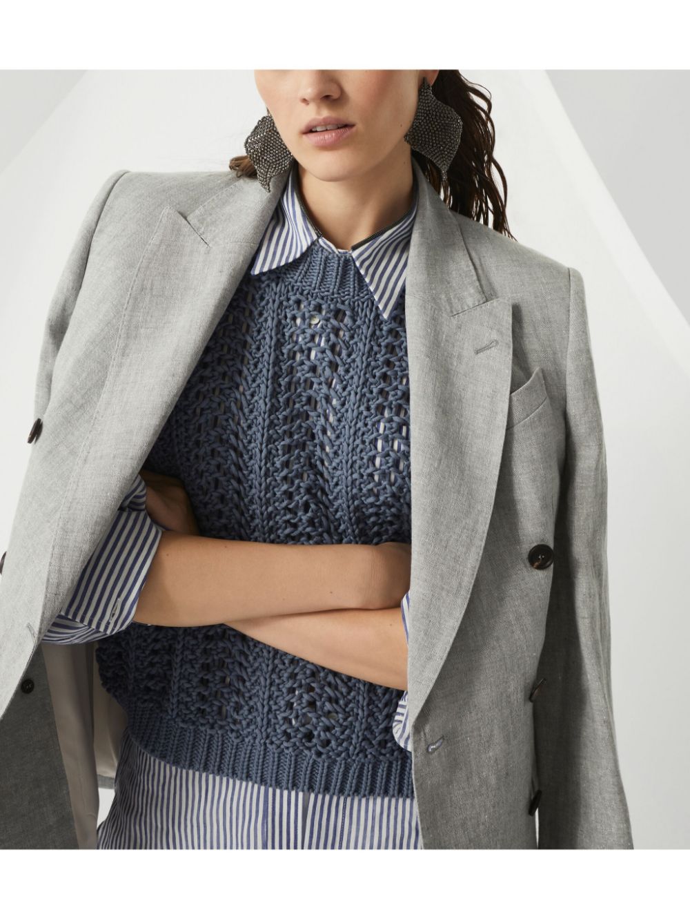 Brunello Cucinelli Jackets Grigio Chiaro Linen
