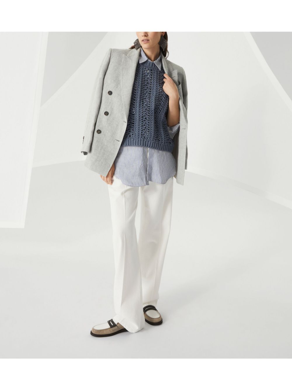 Brunello Cucinelli Jackets Grigio Chiaro Linen