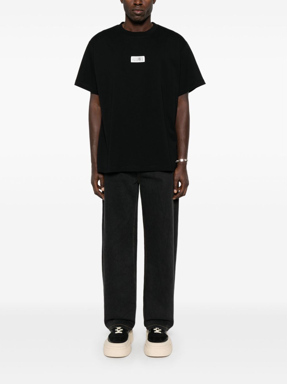 Mm6 Maison Margiela T-Shirts And Polos Black Cotton
