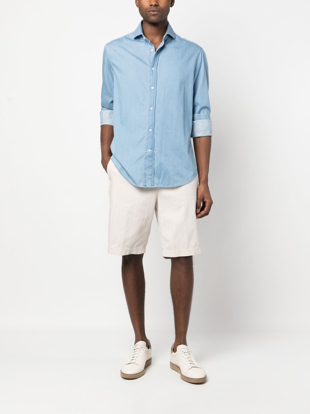 Brunello Cucinelli Shirts Azzurro Cotton