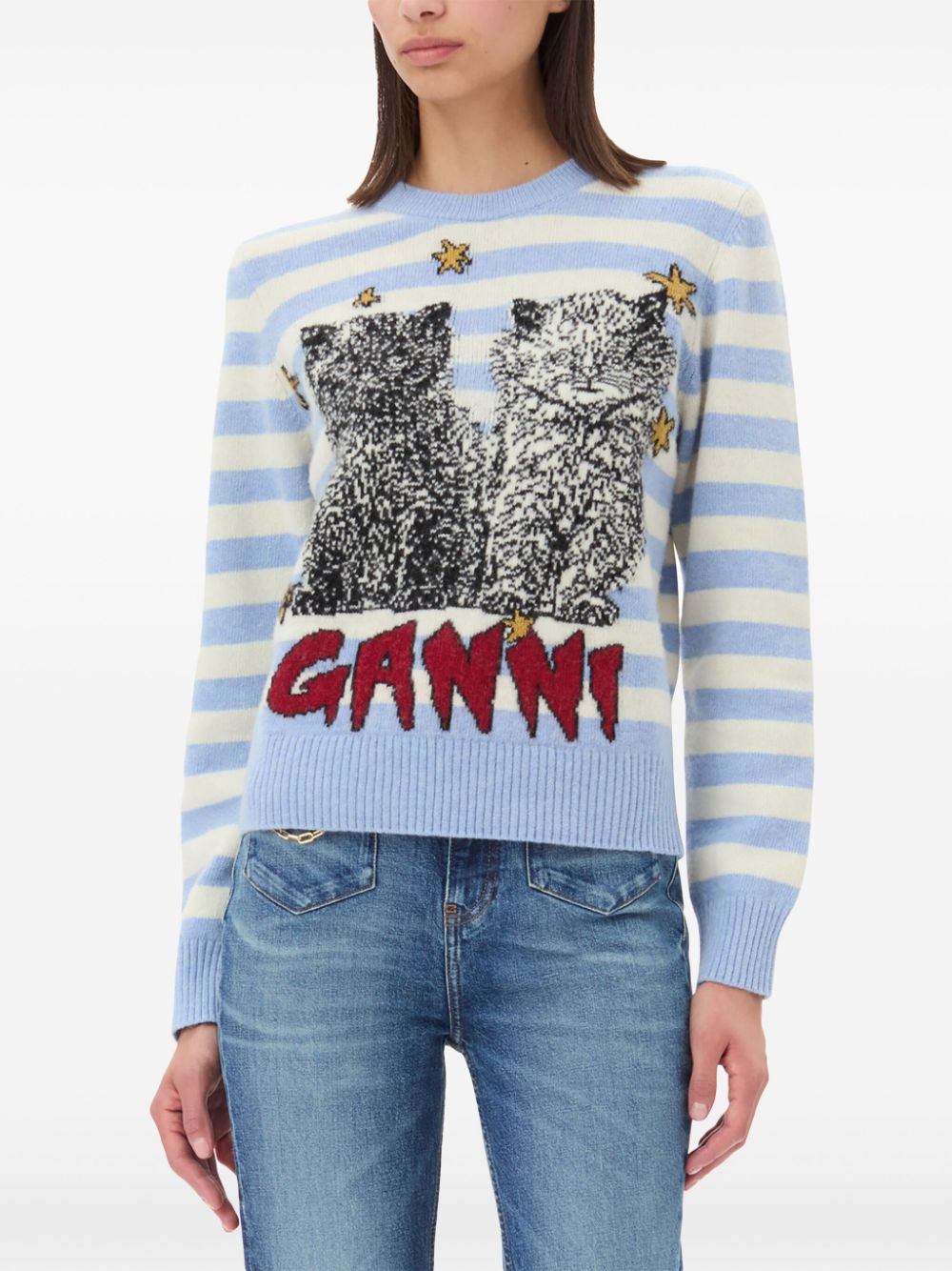 Ganni Sweaters Clear Blue