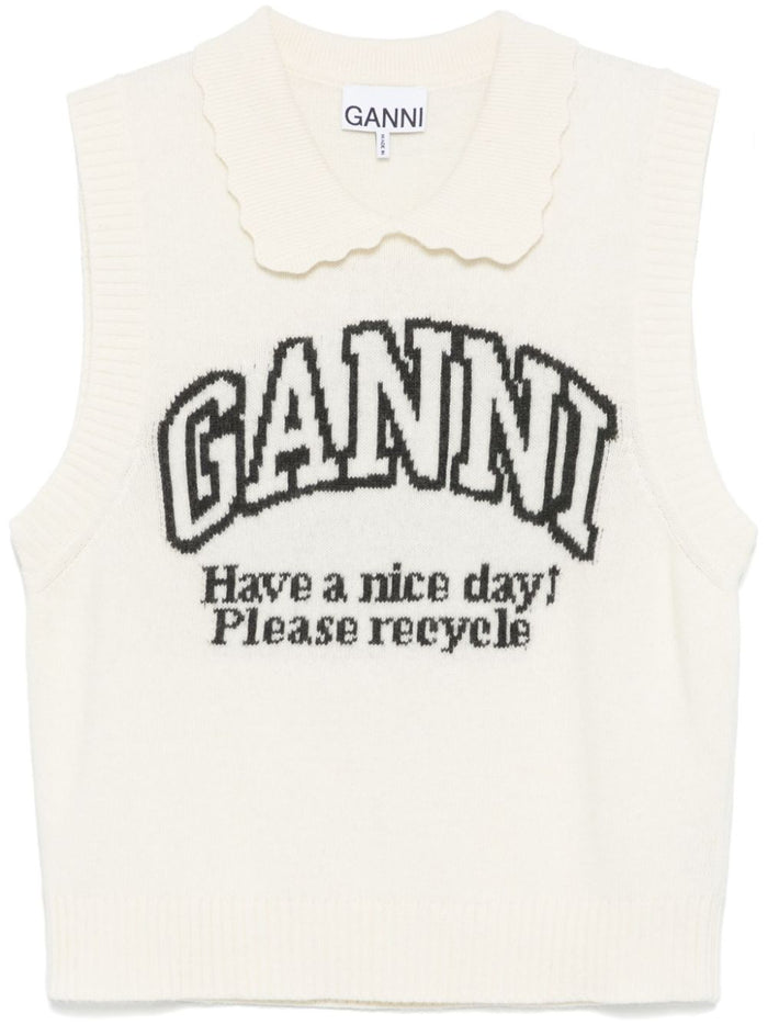 Ganni Sweaters Beige Wool Polyamide