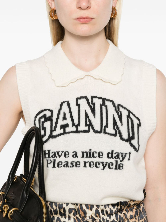 Ganni Sweaters Beige Wool Polyamide
