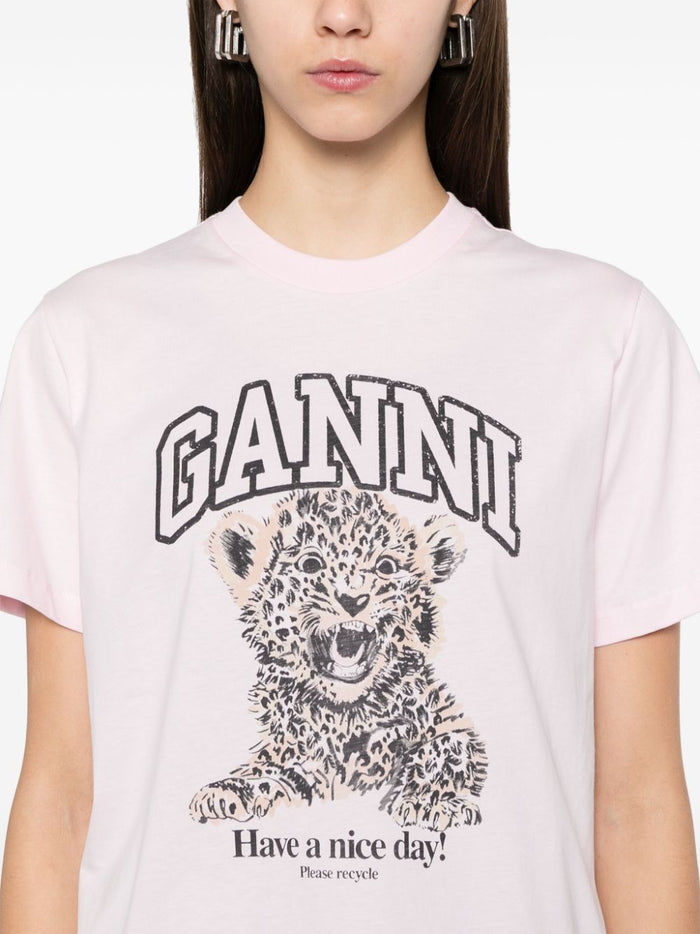 Ganni T-Shirts And Polos Pink Cotton