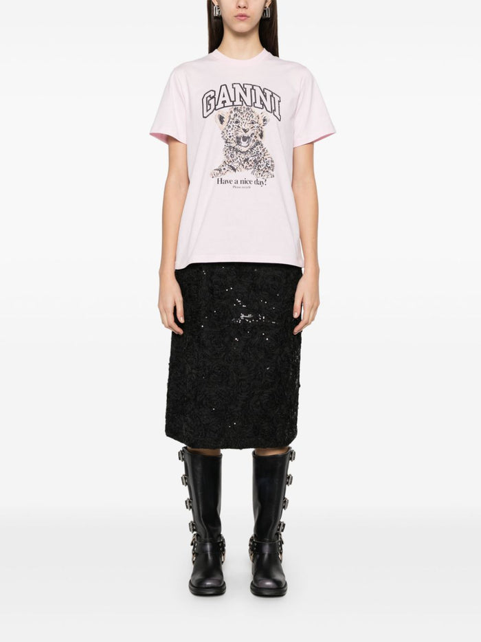 Ganni T-Shirts And Polos Pink Cotton
