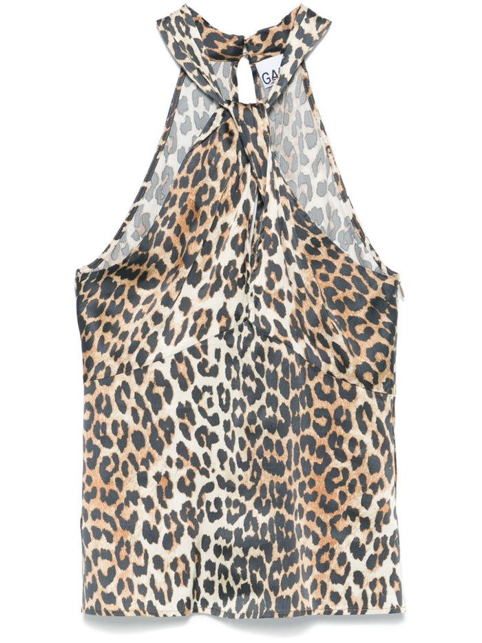 Ganni Top Brown Viscose Elastane