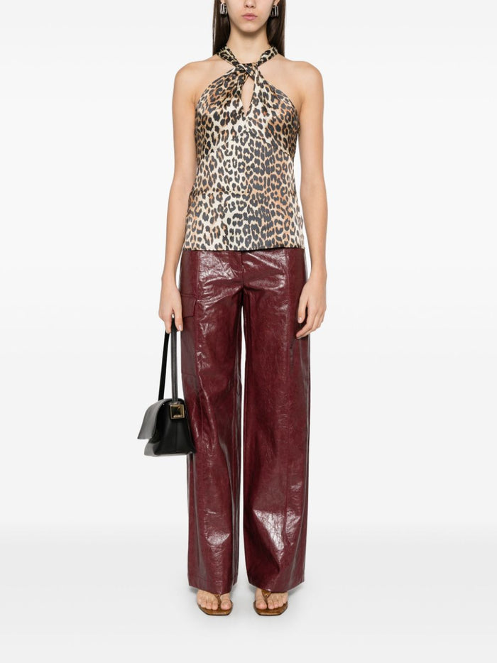 Ganni Top Brown Viscose Elastane