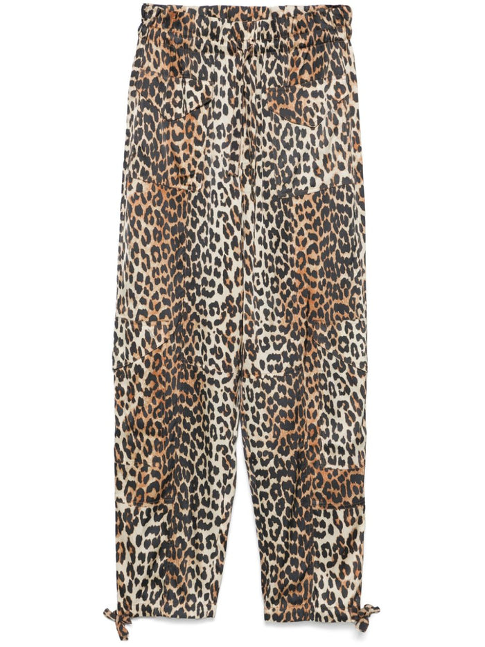 Ganni Trousers Brown Viscose Elastane