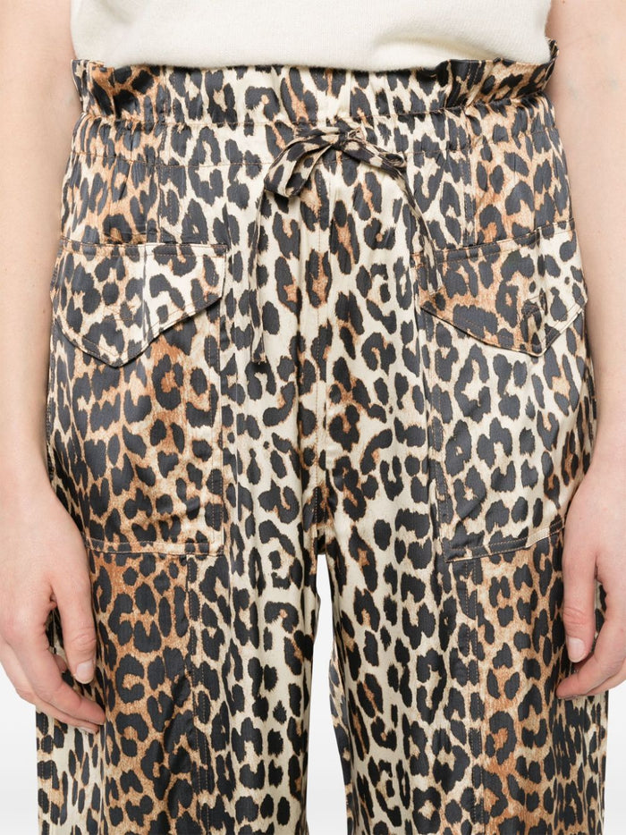 Ganni Trousers Brown Viscose Elastane