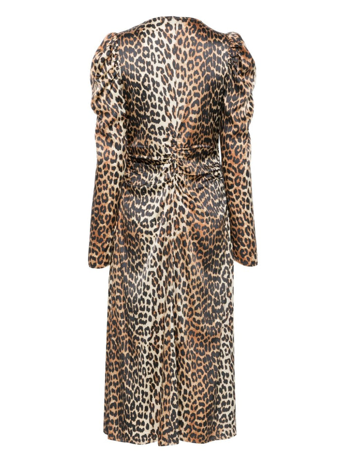 GANNI Dresses Brown Viscose Elastane