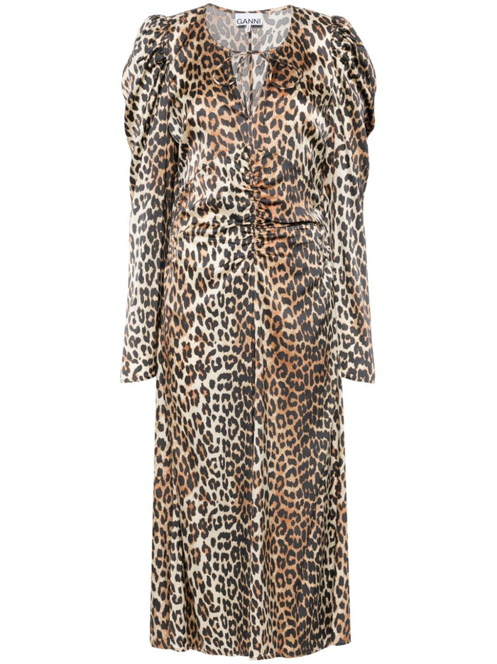 GANNI Dresses Brown Viscose Elastane