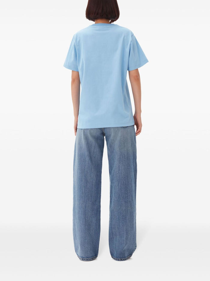 Ganni T-Shirts And Polos Clear Blue Cotton