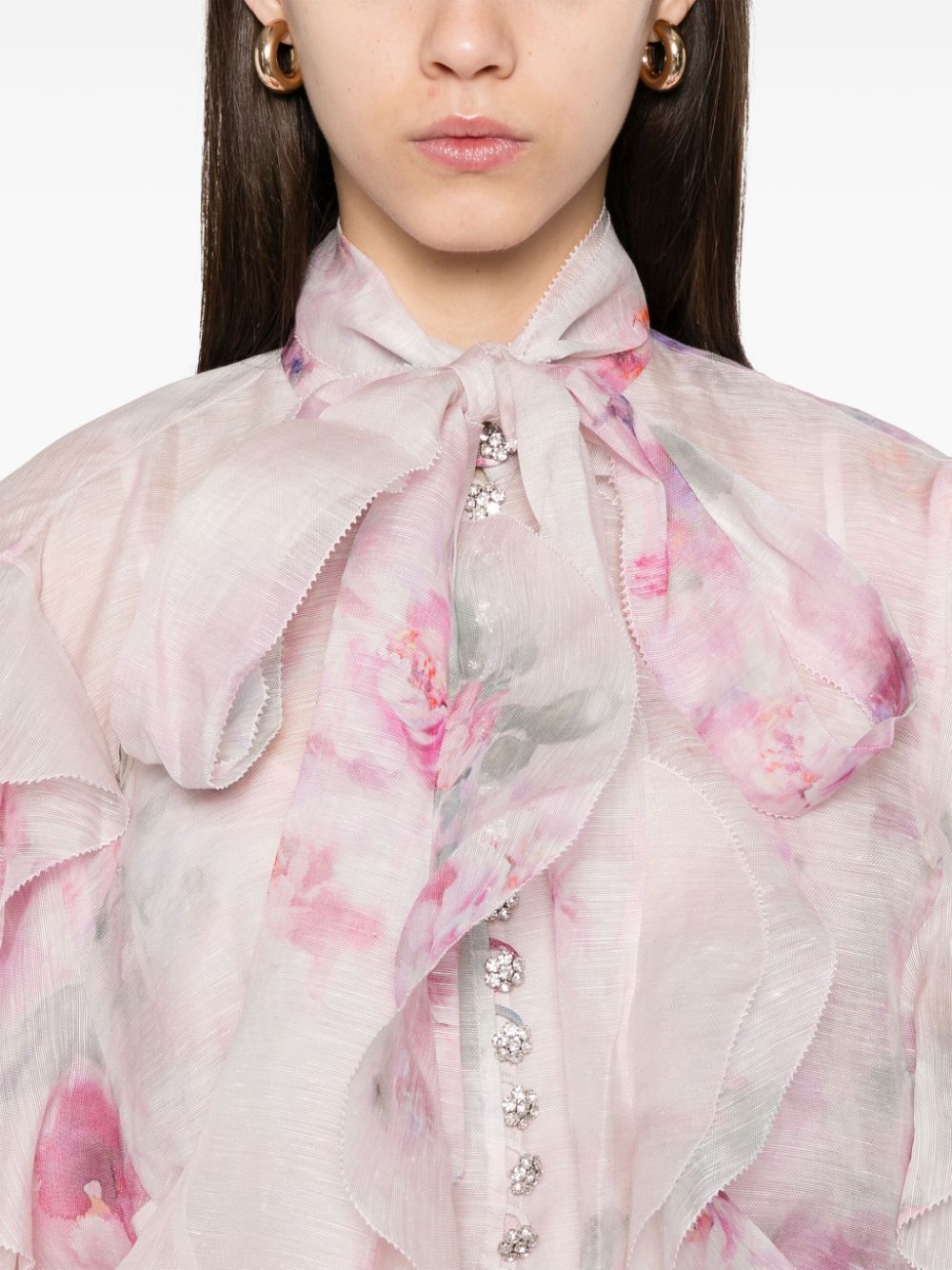 Zimmermann Top Pink Linen Silk