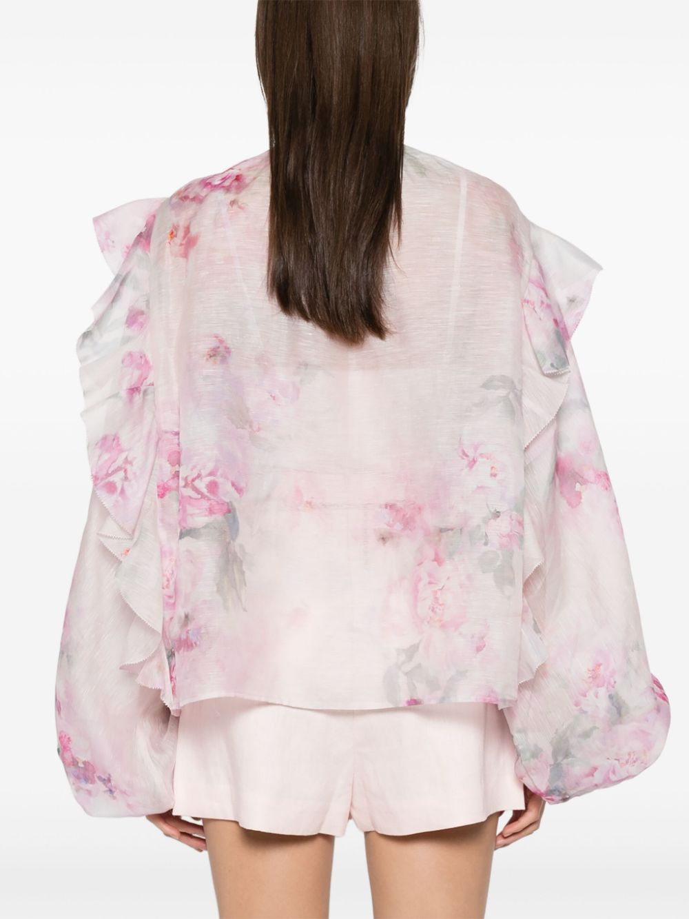 Zimmermann Top Pink Linen Silk