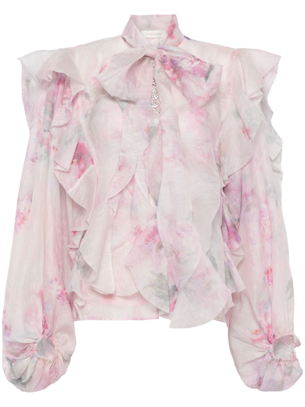 Zimmermann Top Pink Linen Silk
