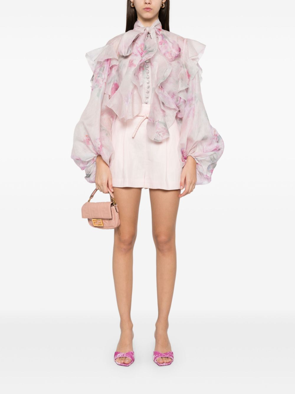 Zimmermann Top Pink Linen Silk