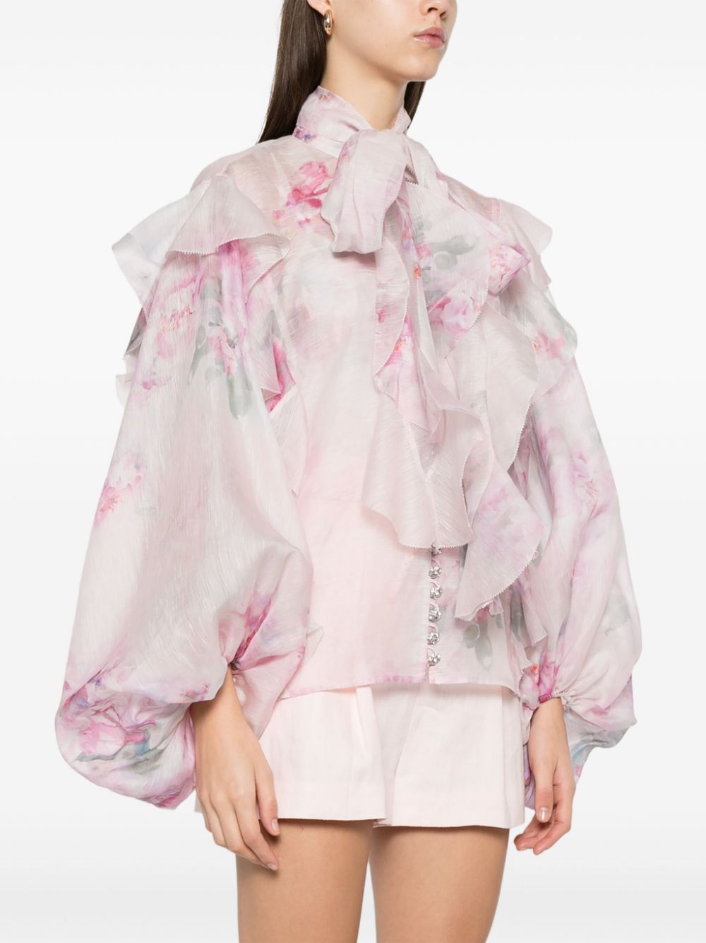 Zimmermann Top Pink Linen Silk