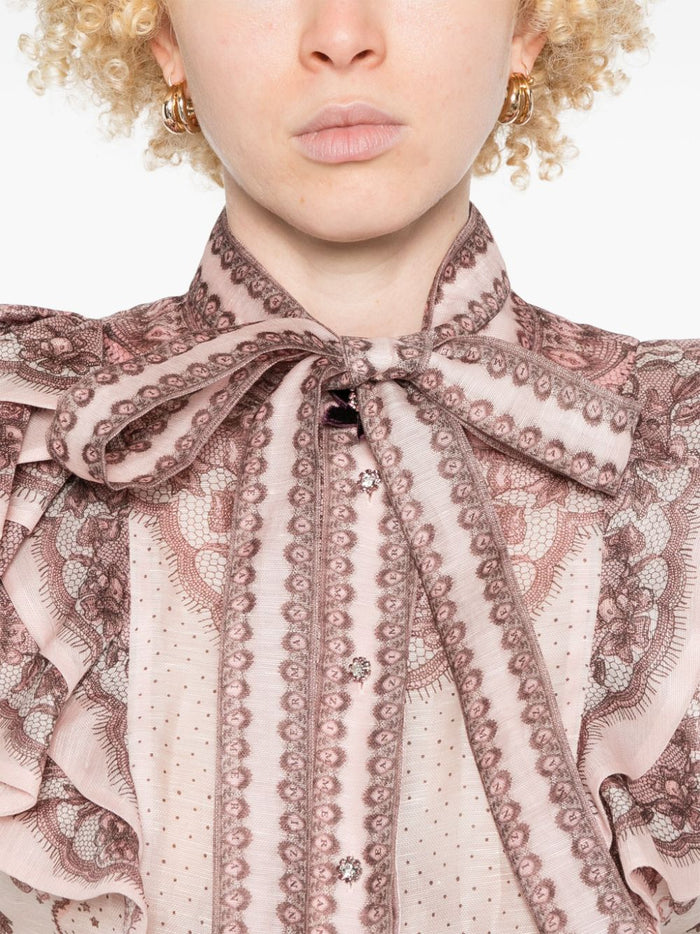 Zimmermann Top Pink Linen Silk