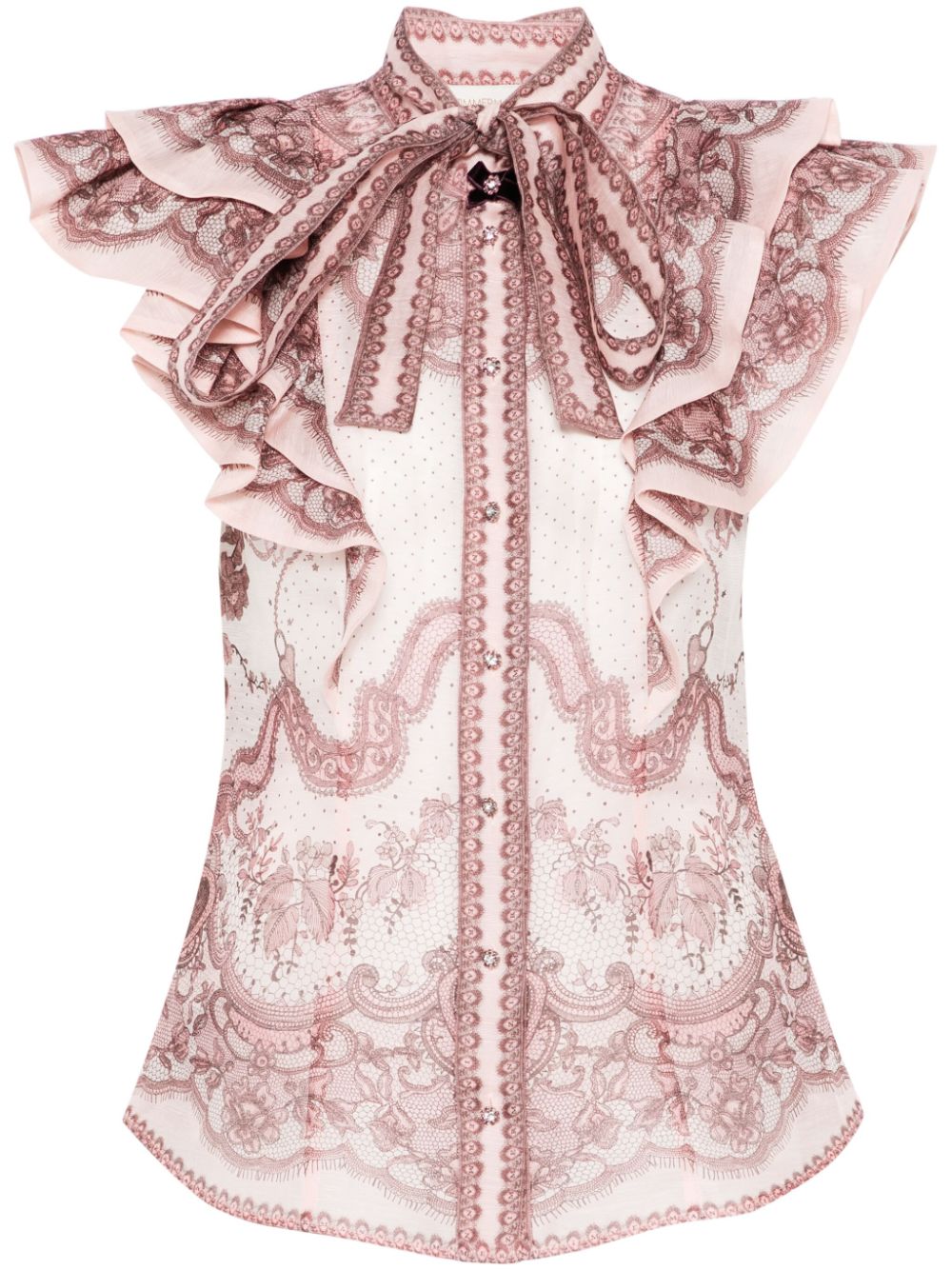 Zimmermann Top Pink Linen Silk