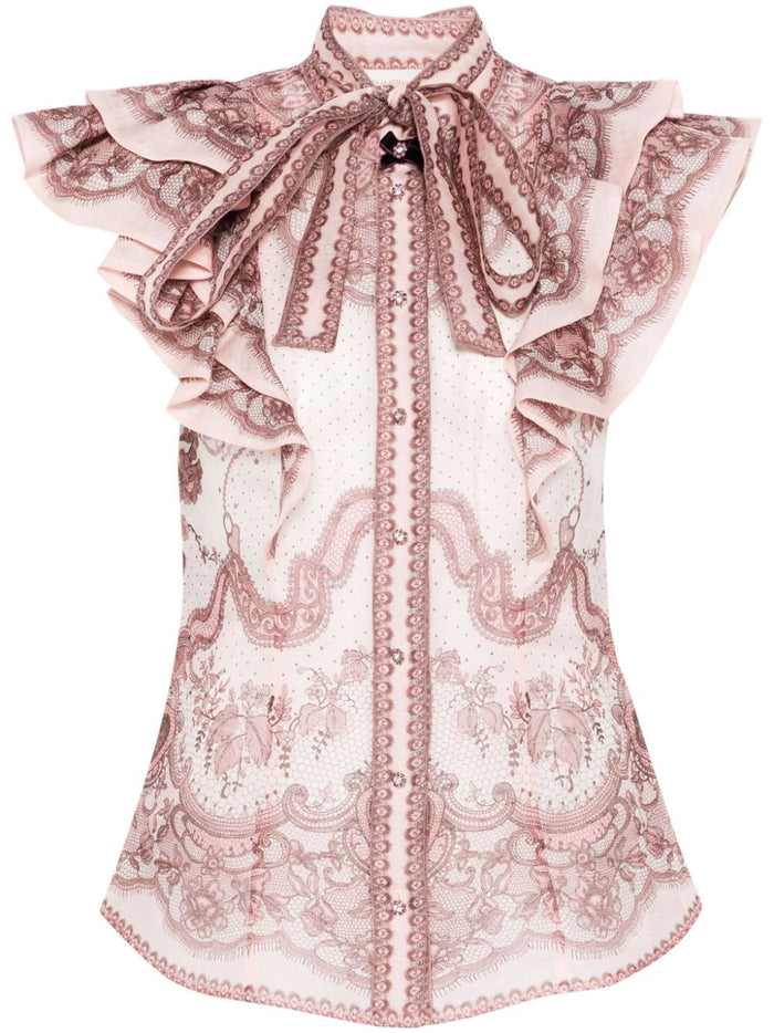 Zimmermann Top Pink Linen Silk