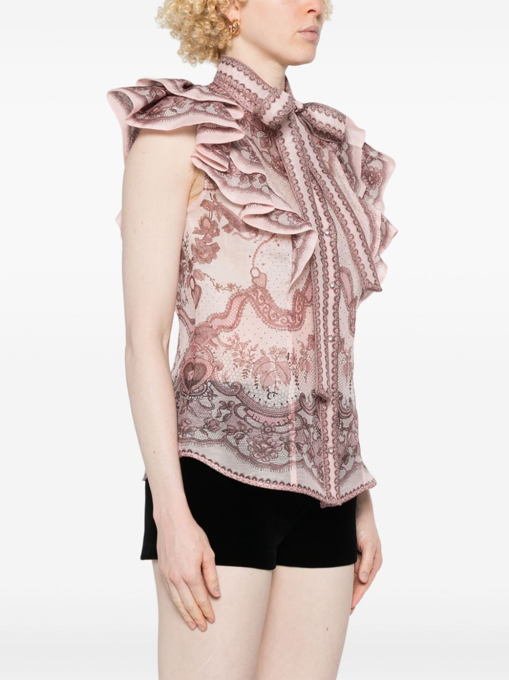 Zimmermann Top Pink Linen Silk
