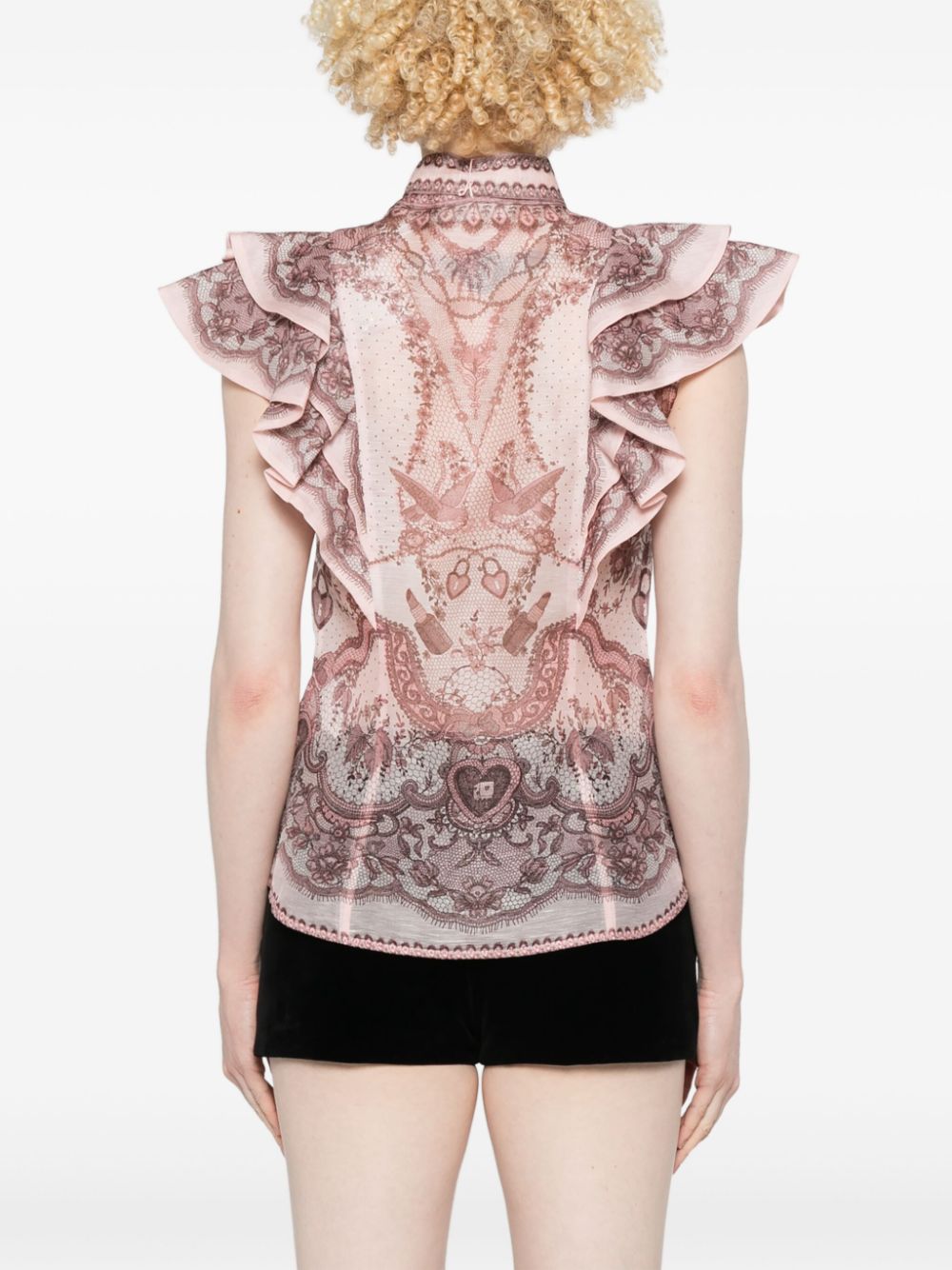 Zimmermann Top Pink Linen Silk