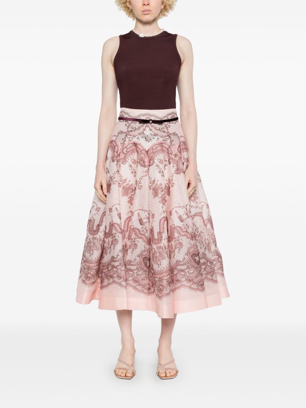 Zimmermann Skirts Pink Linen Silk