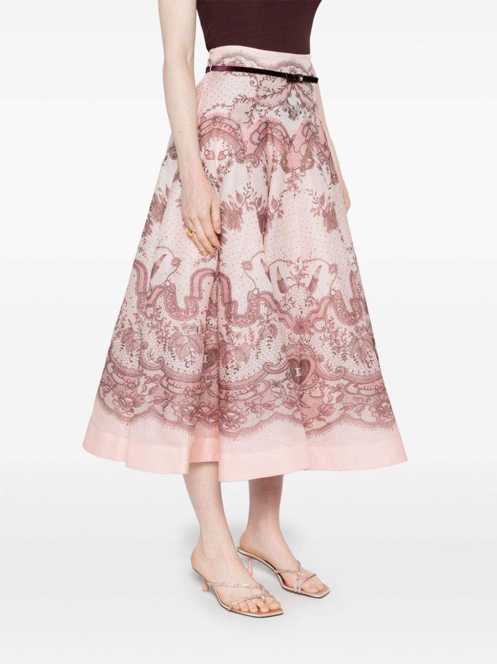 Zimmermann Skirts Pink Linen Silk
