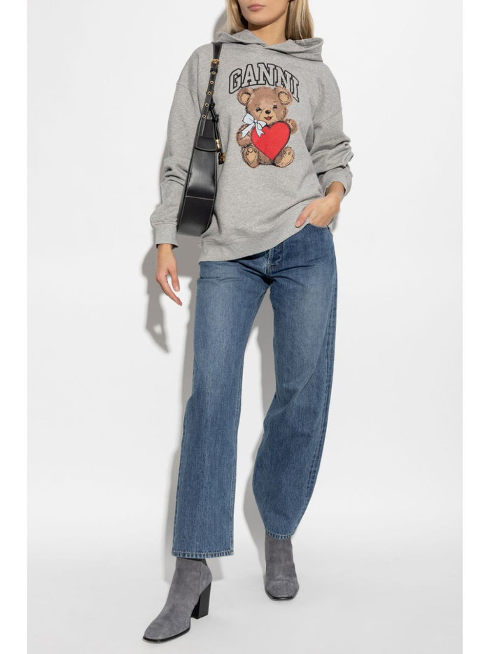 Ganni Sweaters Grey Cotton