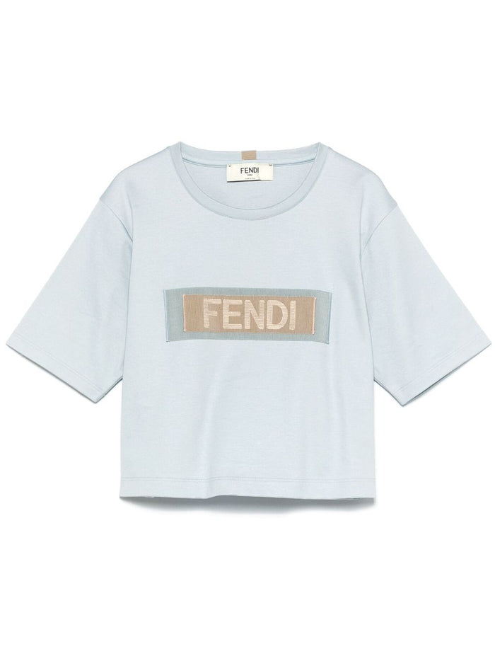 Fendi T-Shirts And Polos Clear Blue Cotton