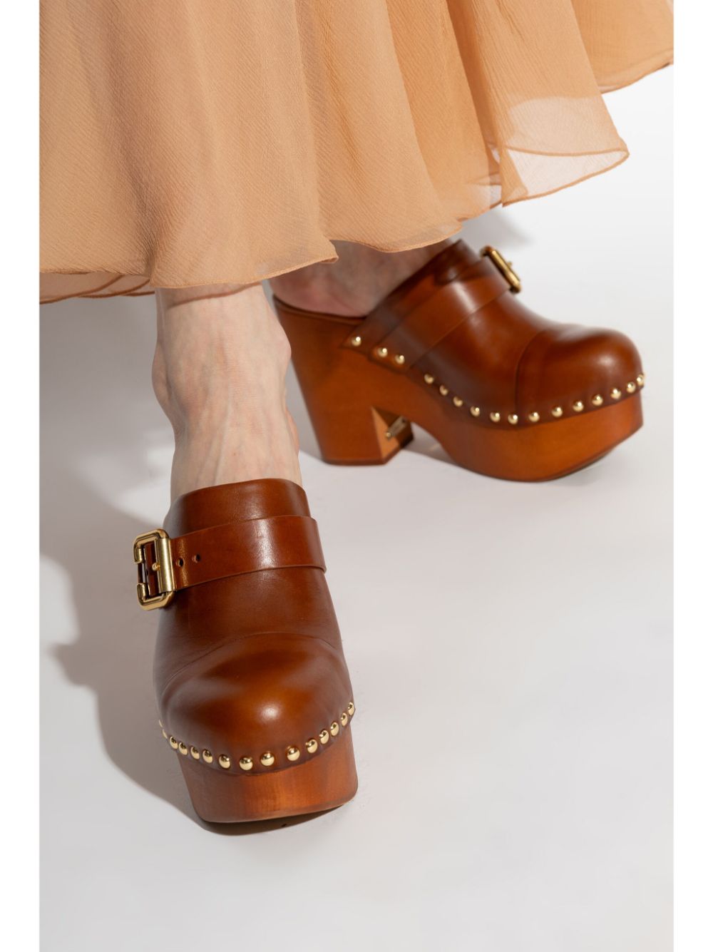 Chloè Sandals Leather Brown Calf Leaher