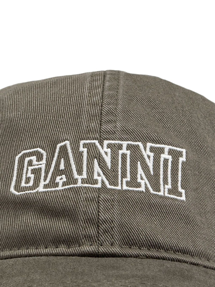 Ganni Hats Kaki Cotton