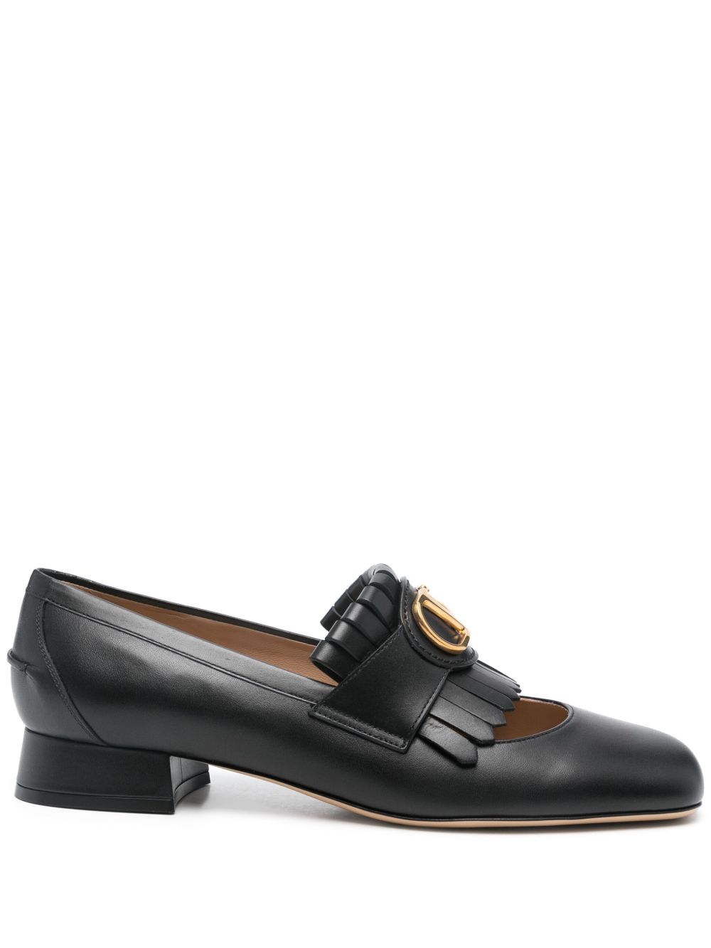 Valentino Garavani Flat Shoes Black Calf Leather